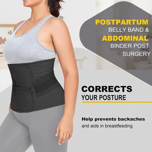 Vista 4 de Banda Abdominal Posparto Faja Abdominal Post Cirugía Cesárea Faja Envolvente Cinturón de Recuperación Soporte para la Espalda
