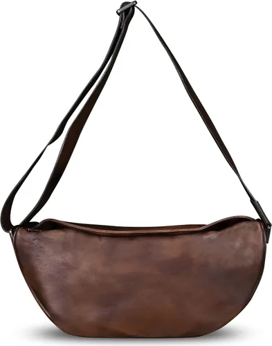 Vista 2 de Bolso bandolera de cuero genuino, mochila casual vintage hecha a mano para senderismo, bolso de hombro para motocicleta, bolso de hombro