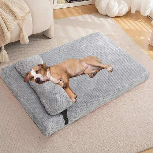 Vista 14 de Cama para perros con almohada para perros pequeños, cama ortopédica para perros con funda extraíble, alfombrilla lavable para mascotas de hasta 5