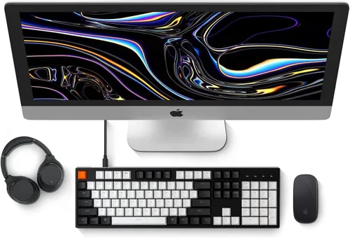 Vista 2 de Keychron Teclado mecánico con cable C2 de 104 teclas de tamaño completo para Mac Windows, interruptor marrón Gateron intercambiable en caliente