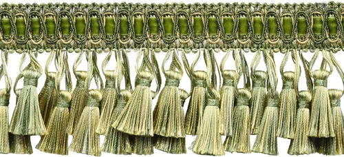 Vista 10 de Colección Noblesse de 3" (7.5cm) Elaborado con flecos de borla de dos niveles # TFH3D, oro canario #4875 (oro oscuro, oro amarillo) paquete de valor