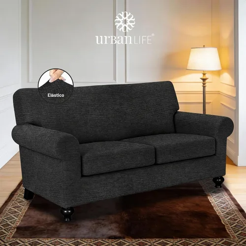 Vista 2 de URBANLIFE Funda elástica para sofá de 3 piezas, lavable a máquina, para sofá de 2 cojines, súper elástico, antideslizante, protector de muebles
