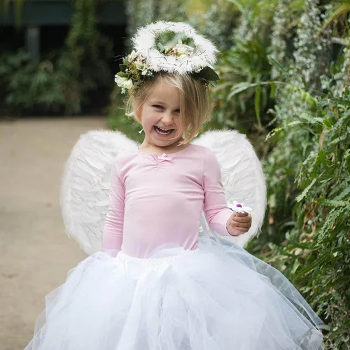 Vista 6 de Diadema de alas de ángel y halo para niños y adultos disfraz de plumas disfraz de fiesta de Halloween para niñas y mujeres