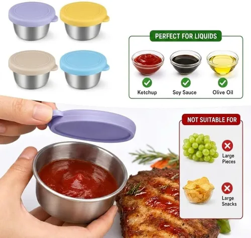 Vista 3 de Botella de salsa de acero inoxidable con cepillo - botella de aceite para barbacoa al aire libre a prueba de fugas de 4x1.6oz con tapa de silicona