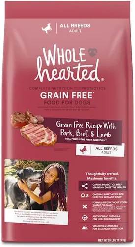 Vista 9 de WholeHearted by Petco - Receta de carne de cerdo y cordero sin granos, comida seca para perros, 40 libras.