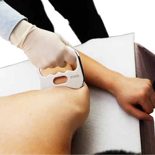 Vista 4 de STICKON Herramienta de masaje de raspado Gua Sha de acero inoxidable, herramientas IASTM, gran herramienta de movilización de tejidos blandos