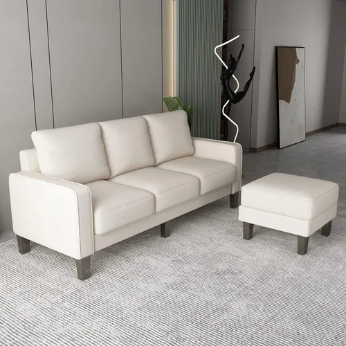 Vista 3 de Sofá modular convertible para sala de estar, sofá moderno en forma de L, sofás de tela de 4 asientos con almacenamiento y bolsa USB y revista