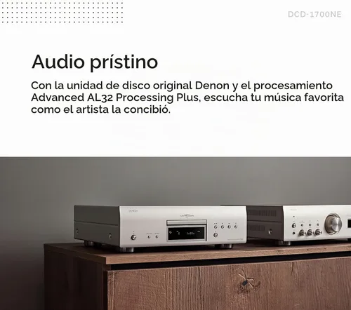 Vista 4 de Denon DCD-1700NE Reproductor SACD, Reproductores de CD para el hogar, convertidor D/A de 192 kHz/32 bits de ultra precisión, diseño resistente a