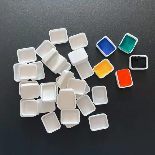 Vista 10 de Sartenes de acuarela vacías con rayas magnéticas – 100 piezas de plástico de 0.0 fl oz kits de sartenes para bricolaje acuarelas o acrílicos pintura
