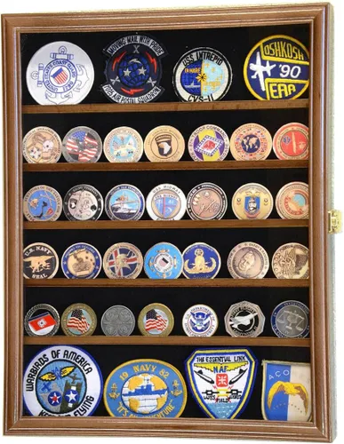 Vista 5 de sfDisplay,LLC. 56 Challenge - Vitrina de monedas – Estantes totalmente ajustables – Monedas más grandes – 98% de protección UV (acabado negro)