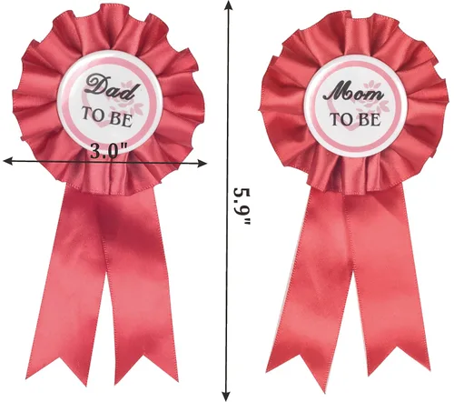 Vista 4 de MEANT2TOBE Tiara de flores rosas naranjas, juego de banda y pin para papá, regalo de maternidad para mamá y él, decoración de baby shower