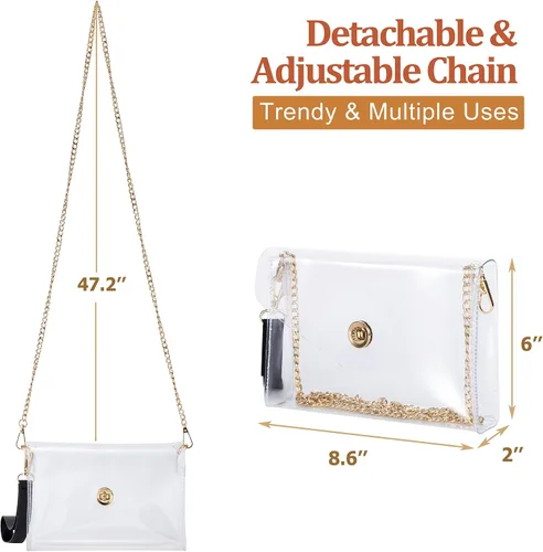 Vista 2 de Bolsa transparente aprobada para estadios: ideal para controles de seguridad rápidos, bolso pequeño transparente para mujer