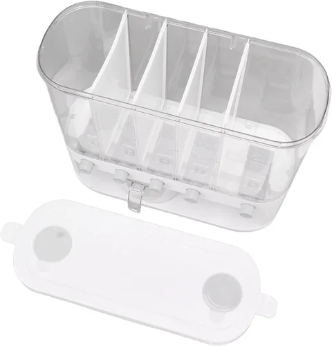 Vista 9 de Dispensador de alimentos secos de 5 rejillas, dispensador de cereales transparentes de 16.1 x 6.3 x 13.2 pulgadas con tapa extraíble, recipiente