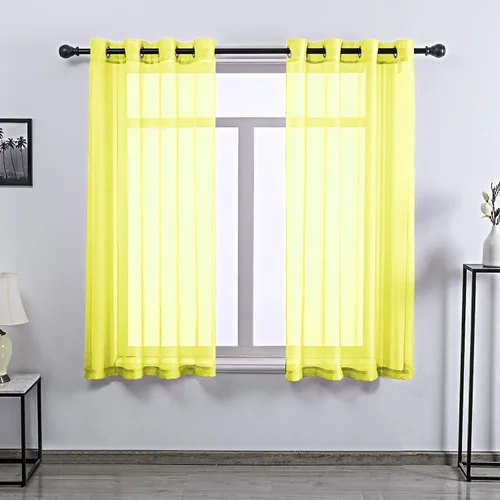 Vista 33 de DONREN 2 paneles de cortina de voile semitransparentes texturizados para ventana de cocina, pequeñas ventanas cortas, cortinas suaves de lujo