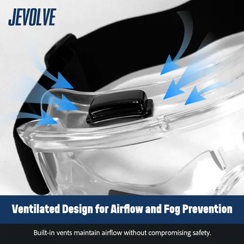 Vista 6 de Gafas de seguridad protectoras antivaho con lente transparente Visión amplia con diadema elástica ajustable perfecta para senderismo, surf, gafas