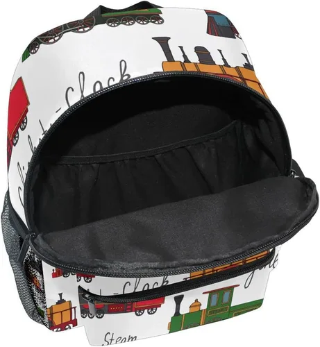 Vista 4 de Mochila personalizada con nombre para niños, mochila de dibujos animados de trenes vintage para guardería, viajes, con nombre personalizado, bolsa