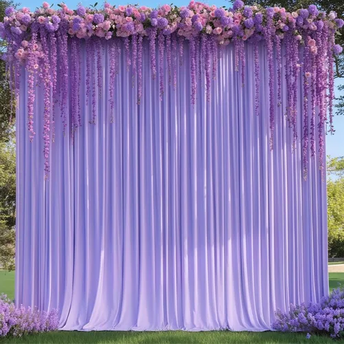 Vista 59 de Cortinas de fondo azul bebé de 8 x 10 pies para bodas, cortinas de fondo de poliéster sin arrugas, para baby shower, fiestas de cumpleaños