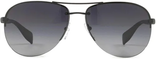 Vista 2 de Prada Linea Rossa PS 56MS DG05W1 Black Metal Aviator Sunglasses Grey Polarized Lens