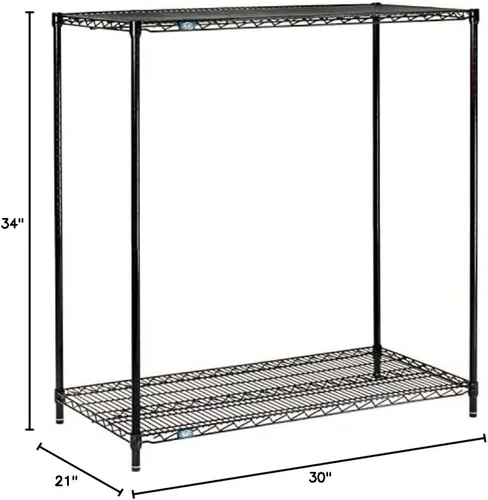 Vista 2 de Nexel Epoxi negro, 2 niveles, unidad de inicio de estantería de alambre, 30 pulgadas de ancho x 21 pulgadas de profundidad x 34 pulgadas de alto