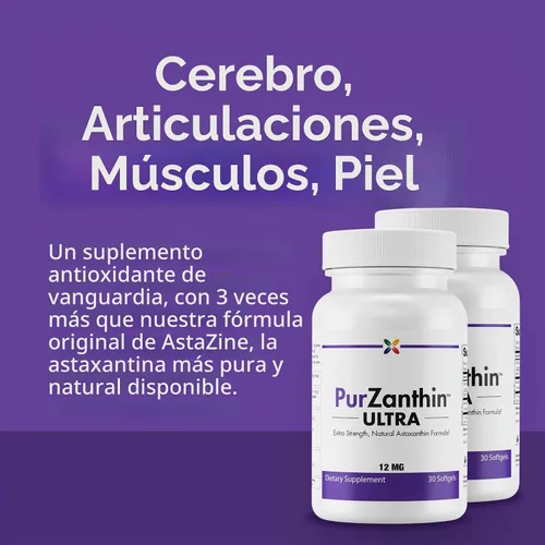Vista 2 de Stop Aging Now PurZanthin Ultra Natural Astaxantina 12 mg cápsulas blandas (paquete de 1)