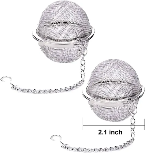 Vista 2 de Colador de bolas de té – 2 piezas de acero inoxidable, bolas de té, infusores de té de 2.1 pulgadas para té más pronunciado, té suelto, infusor