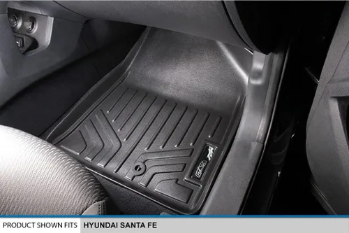 Vista 3 de MAXLINER Juego de alfombrillas de 2 filas y forro de carga detrás de la segunda fila, color negro para Hyundai Santa Fe 2013-2018 con asiento