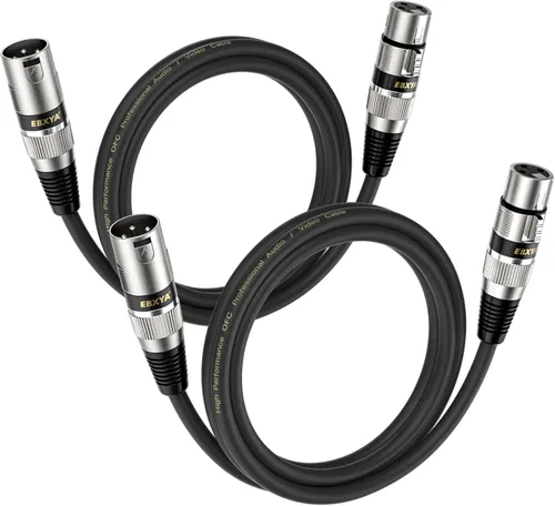 Vista 12 de EBXYA Paquete de 10 cables XLR de 3 pies - Cables de micrófono equilibrados DMX macho a hembra Cables de conexión premium, 3 pines