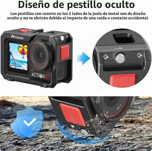 Vista 3 de AMAZEAR Jaula de metal para DJI Osmo Action 5 Pro, DJI Action3/4/5 Pro Premium Accessories Funda protectora multifunción carcasa de aluminio