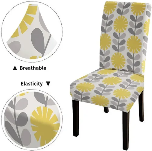 Vista 283 de CAPSCEOLL Christmas Dining Chair Covers,Snowflakes Festive Winter Pattern Stretch Chair Covers for Dining Room Set of 2 Washable Spandex Parson