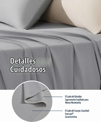 Vista 4 de REST® Evercool®+ - Sábana encimera refrescante para personas que duermen Gris claro
