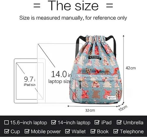 Vista 5 de Bolsa impermeable con cordón, bolsa de gimnasio, mochila deportiva de playa para hombres y mujeres