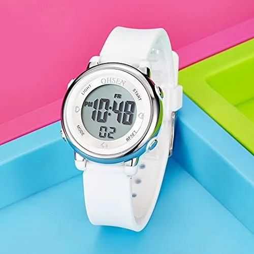 Vista 3 de Relojes digitales para mujer, pantalla LED, correa de silicona, reloj militar, multifunción, impermeable, alarma, cronómetro, retroiluminación LED