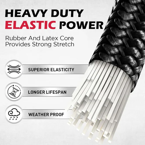 Vista 4 de 5 cuerdas elásticas de 24 pulgadas con ganchos de mosquetón, correas elásticas de goma resistentes, cuerda elástica con clips de mosquetón