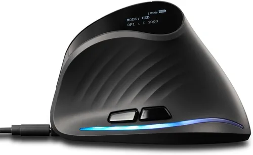 Vista 6 de zelotes Ratón vertical inalámbrico Bluetooth con pantalla, recargable, modo dual (BT 5.0/3.0 + receptor USB 2.4G), 4000 DPI (5 niveles ajustables)