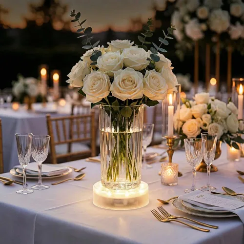 Vista 8 de Simplelight - Base de luz LED redonda de 4 pulgadas, color blanco suave, paquete individual Perfect for Glass Art, Ideal Led Display for Vases