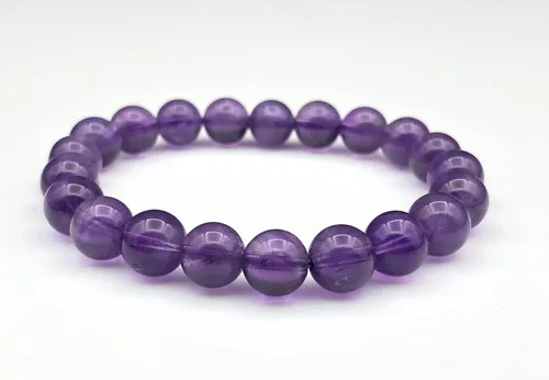 Vista 2 de Pulsera elástica con cuentas de amatista natural, Gema, Amatista