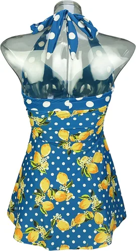 Vista 3 de COCOSHIP - Traje de baño de una pieza tipo vestido, con diseño retro y estilo pin-up marinero