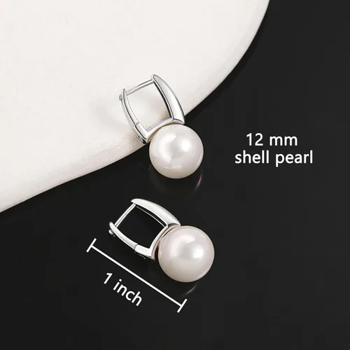 Vista 30 de Aretes colgantes de plata de ley 925 seleccionados a mano AAA+ de 7.5 a 0.315 in con perlas cultivadas de agua dulce blancas para mujer