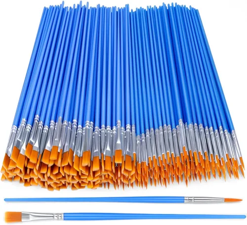 Vista 8 de AROIC Pinceles de Pintura Pequeños al Por Mayor, 110 Piezas de Pinceles de Pelo de Nailon Negro con Juego de Pinceles de Pintura Acrílica de Punta