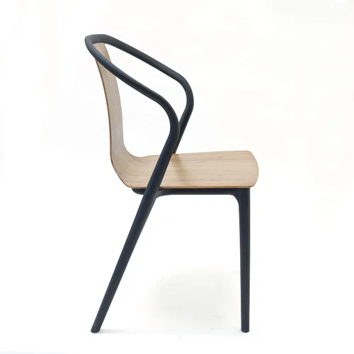 Vista 2 de Silla moderna de silla WM-300-Midcent-WL para café, de mediados de siglo, en nogal