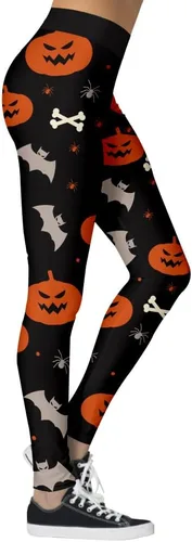 Vista 3 de Eyanse Leggings de Halloween, leggings de Navidad para mujer, cintura alta cepillada suave