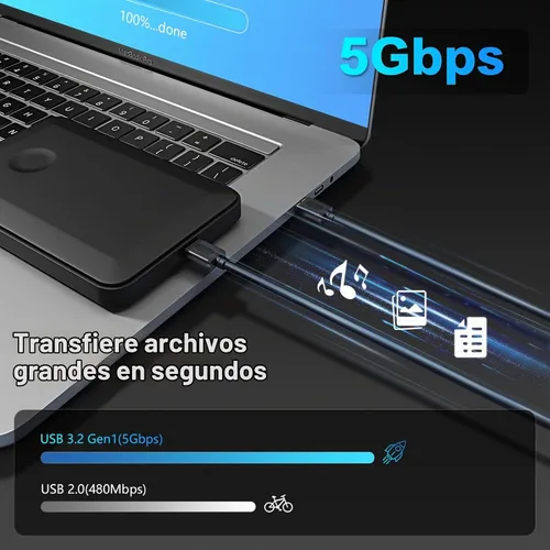 Vista 6 de Cable USB 3.0 Macho a Macho 1 pie, Cable USB a USB con Conector Chapado en Oro para Carcasas de Disco Duro, Reproductor de DVD, Enfriador de Laptop