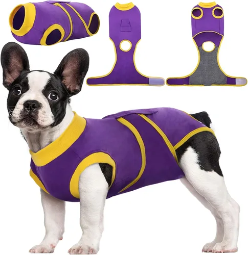 Vista 8 de Kuoser - Traje de recuperación posterior a la cirugía para perros y gatos, camisa profesional y vendaje de heridas abdominales, reemplaza collar