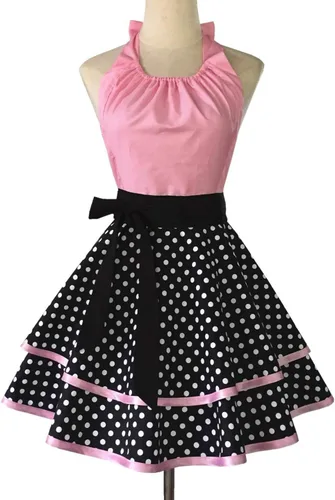 Vista 11 de Hyzrz Lindo delantal retro vintage de criada a lunares delantales de cocina para mujeres, damas y niñas (azul)