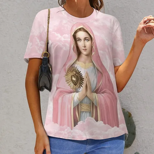 Vista 7 de Nuestra Señora de Guadalupe Virgen María Mujeres Mexicanas Camiseta con estampado completo