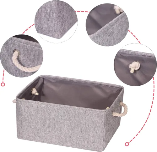 Vista 4 de TENABORT Paquete de 4 cestas de almacenamiento grandes, caja de almacenamiento plegable, organizador plegable de tela con asas para armario, hogar