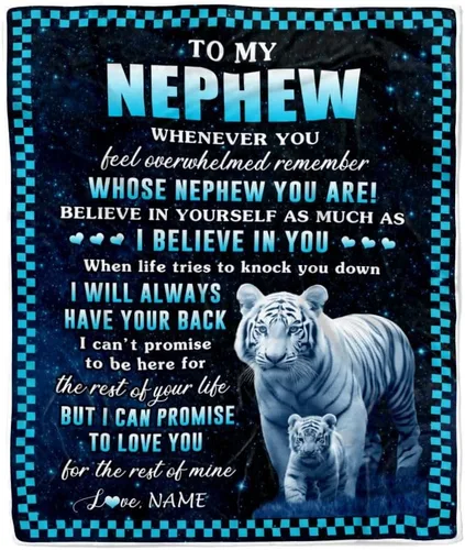 Vista 46 de Manta personalizada con texto en inglés «To My Nephew from Aunt Uncle Auntie I Love You Hugs» (texto en inglés) con texto en inglés «To My Nephew»