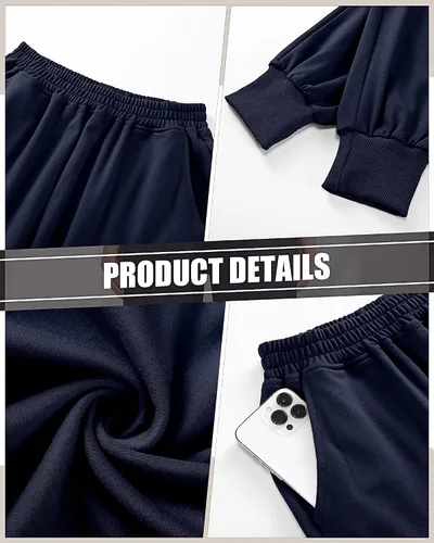 Vista 5 de Ficerd Pantalones deportivos holgados para mujer, 2 piezas, pantalones deportivos de cintura alta para entrenamiento