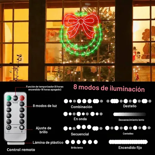 Vista 4 de Zimati - Luces navideñas para ventana, diseño de corona de 14 pulgadas