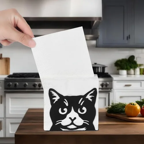 Vista 2 de Servilletero para mesa, servilleteros de metal para cocina, comedor, granja, cóctel, picnic, bar, rústico, moderno soporte para todas las Gato